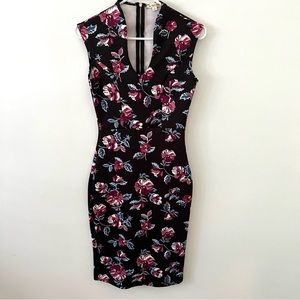 ROLLA COSTER Floral Sleeveless V-neck Bodycon Midi Dress Size S